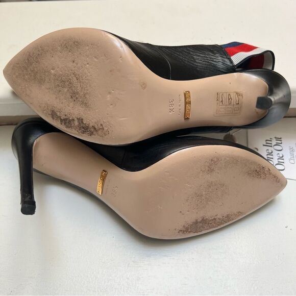 Gucci SYLVIE WEB LEATHER SLINGBACK HEELS PUMPS IN BLACK EU 38.5 EUC MSRP $795 - Picture 7 of 10